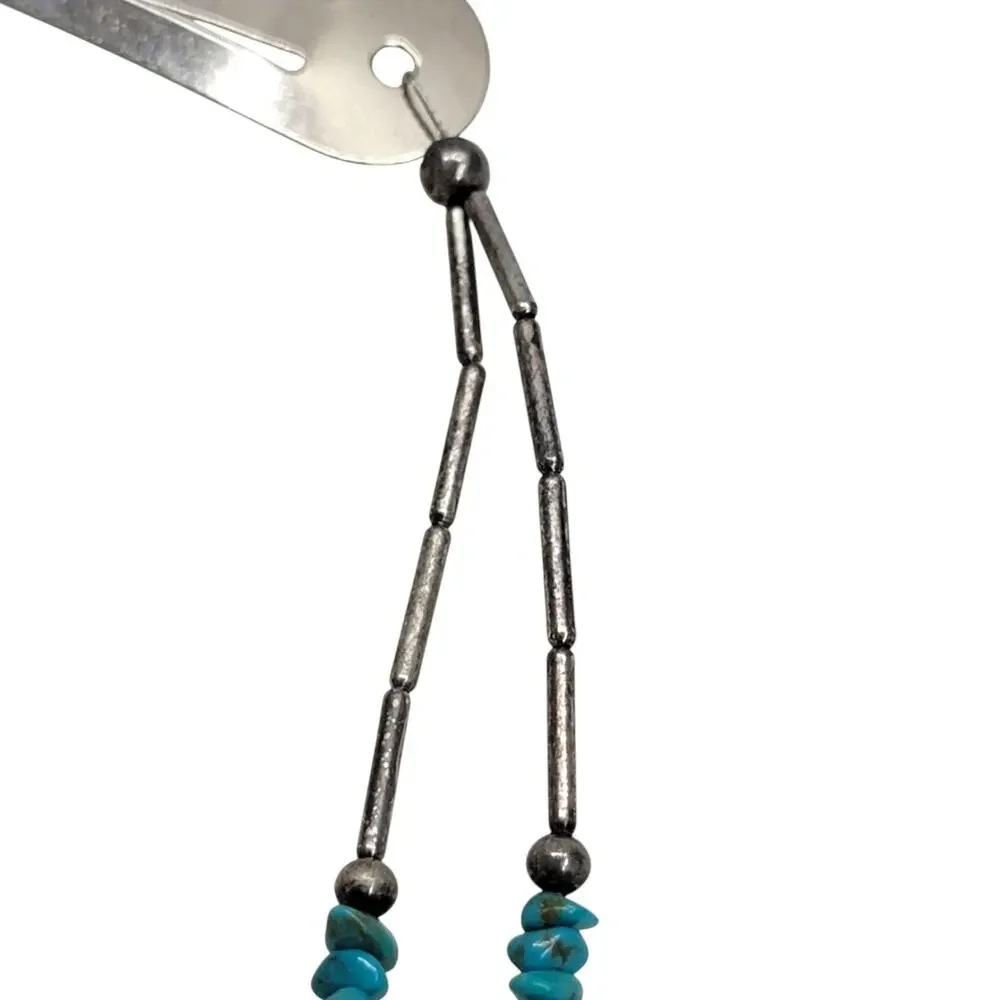 Vintage Southwestern Turquoise Bead Snap Hair Clip Barrette Dangle Boho Y2K 90s
